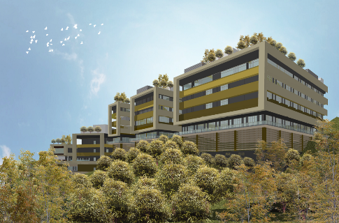 在屯门小榄医院旧址设立的综合康复服务大楼的透视图