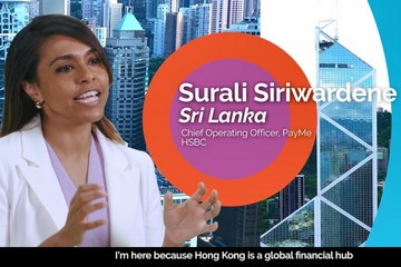 The Hong Kong Special Administrative Region Government launched a new set of TV Announcements in the Public Interest (APIs) to appeal to talent across professions on the Mainland and overseas to settle in the city. Photo shows a member of the banking industry saying that Hong Kong is a global financial hub, in the fifth episode of the APIs launched on July 24.
